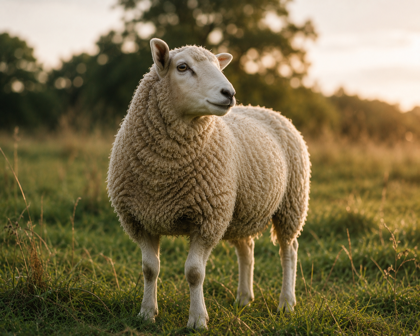 Sheep looking around attentively